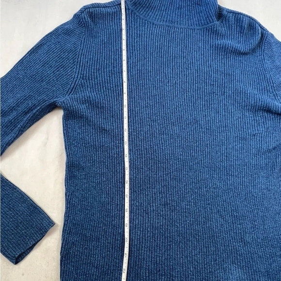 Reference Point turtleneck blue ribbed Knit 100% Cotton - Picture 6 of 8